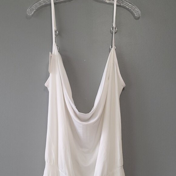 Sexy Women White Loose Dressy Stretch Tunic with Spaghetti Straps Medium N8497 - Picture 5 of 6